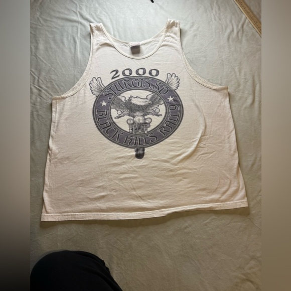 Hanes Heavyweight White Cotton Tee vintage sturgis - Picture 1 of 5